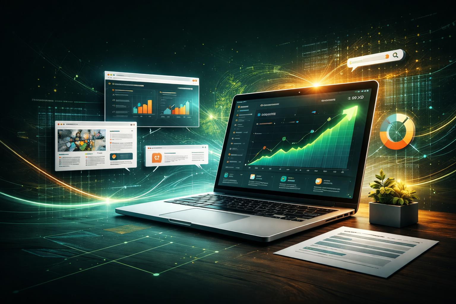 Happy real estate agent with sold signs